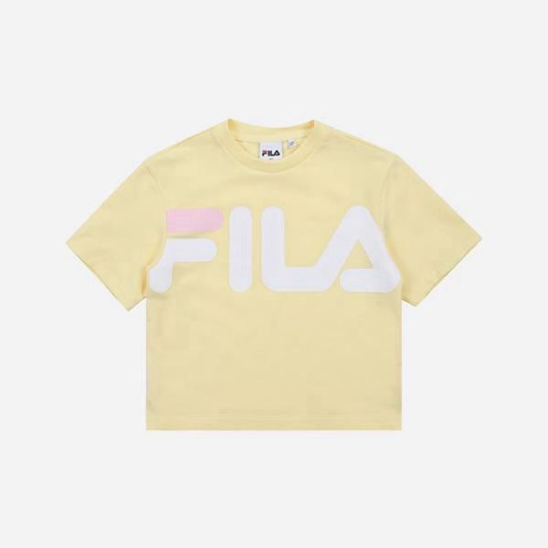 Fila Bambini Crop Top S/S Girl's T-Shirts - Yellow,NZ 820-18725